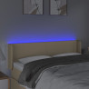 Cabeceira de cama c/ luzes LED tecido 147x16x78/88 cm cor creme 4