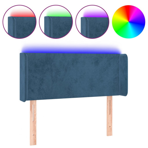 Cabeceira de cama c/ luzes LED veludo 83x16x78/88cm azul-escuro M 2