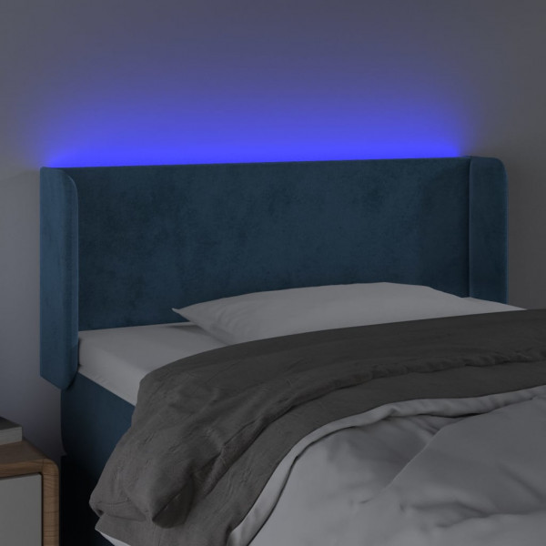 Cabecero con LED de terciopelo azul oscuro 83x16x78/88 cm M 4