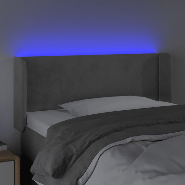 Cabecero con LED de terciopelo gris claro 93x16x78/88 cm M 4