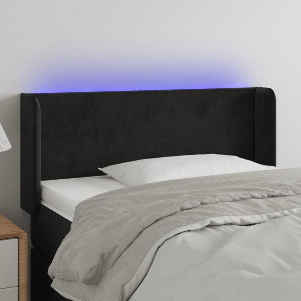 Cabecero con LED de terciopelo negro 103x16x78/88 cm D