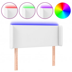 Cabeceira de cama c/ LED couro artificial 83x16x78/88 cm branco H
