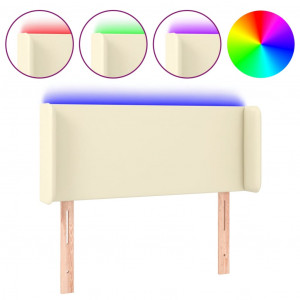 Cabeçalho com LED couro sintético creme 103x16x78/88 cm H