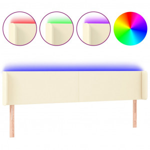 Cabeceira de cama c/ LED 183x16x78/88 cm couro artificial crème H