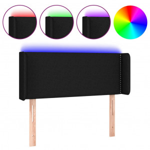 Cabeceira de cama c/ luzes LED tecido 83x16x78/88 cm preto H