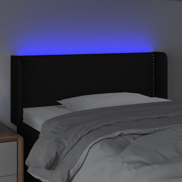 Cabeceira de cama c/ luzes LED tecido 83x16x78/88 cm preto M 4