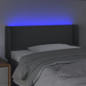Cabeceira cama c/ luzes LED tecido 93x16x78/88cm cinza-escuro 4