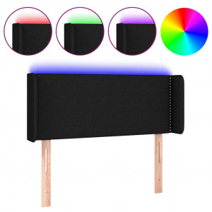 Cabeceira de cama c/ luzes LED tecido 93x16x78/88 cm preto H