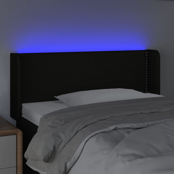 Cabeceira de cama c/ luzes LED tecido 103x16x78/88 cm preto M 4