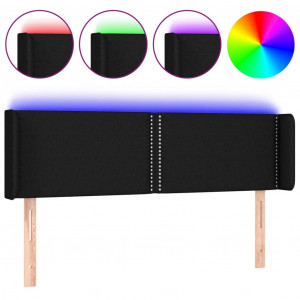 Cabeceira de cama c/ luzes LED tecido 147x16x78/88 cm preto H