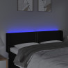 Cabeceira de cama c/ luzes LED tecido 147x16x78/88 cm preto 4