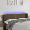Cabeceira de cama c/ luzes LED tecido 147x16x78/88 cm castanho 1