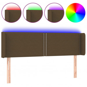 Cabeceira de cama c/ luzes LED tecido 147x16x78/88 cm castanho H