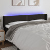 Cabeceira de cama c/ luzes LED tecido 203x16x78/88 cm preto 1
