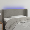 Cabeceira de cama c/ luzes LED veludo 93x16x78/88cm cinza-claro 1