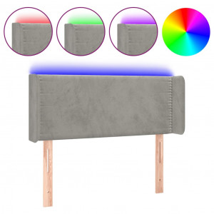 Cabeceira de cama c/ luzes LED veludo 93x16x78/88cm cinza-claro H