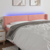 Cabeceira de cama c/ luzes LED veludo 163x16x78/88 cm rosa 1