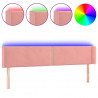 Cabeceira de cama c/ luzes LED veludo 163x16x78/88 cm rosa 2