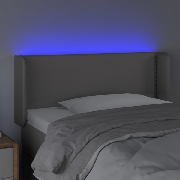 Cabeceira cama c/ LED 103x16x78/88 cm couro artificial cinzento M 4
