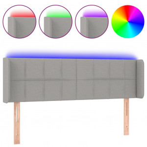 Cabeceira cama c/ luzes LED tecido 147x16x78/88 cm cinza-claro H