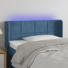 Cabeceira cama c/ luzes LED veludo 103x16x78/88 cm azul-escuro 1