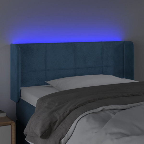 Cabecero con LED de terciopelo azul oscuro 103x16x78/88 cm M 4
