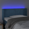 Cabeceira cama c/ luzes LED veludo 103x16x78/88 cm azul-escuro 4