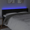 Cabeceira de cama c/ luzes LED veludo 163x16x78/88 cm preto 4