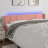 Cabeceira de cama c/ luzes LED veludo 163x16x78/88 cm rosa 1