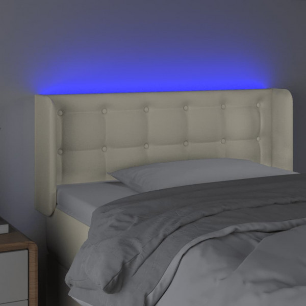 Cabecero con LED cuero sintético crema 83x16x78/88 cm M 4