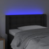 Cabeceira de cama c/ LED couro artificial 103x16x78/88 cm preto 4