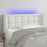 Cabeceira de cama c/ LED couro artificial 103x16x78/88cm branco 1