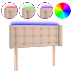 Cabeceira cama LED couro artificial 103x16x78/88 cm cappuccino H