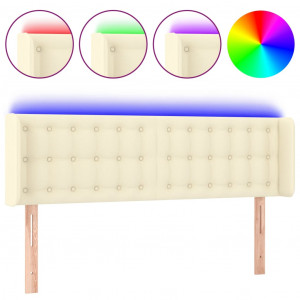Cabeçalho com LED couro sintético creme 147x16x78/88 cm H