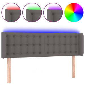 Cabeceira cama c/ LED 147x16x78/88 cm couro artificial cinzento H
