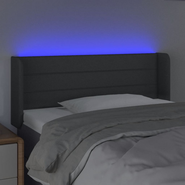 Cabeceira cama c/ luzes LED tecido 83x16x78/88cm cinza-escuro M 4