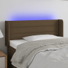 Cabeceira de cama c/ luzes LED tecido 83x16x78/88 cm castanho 1