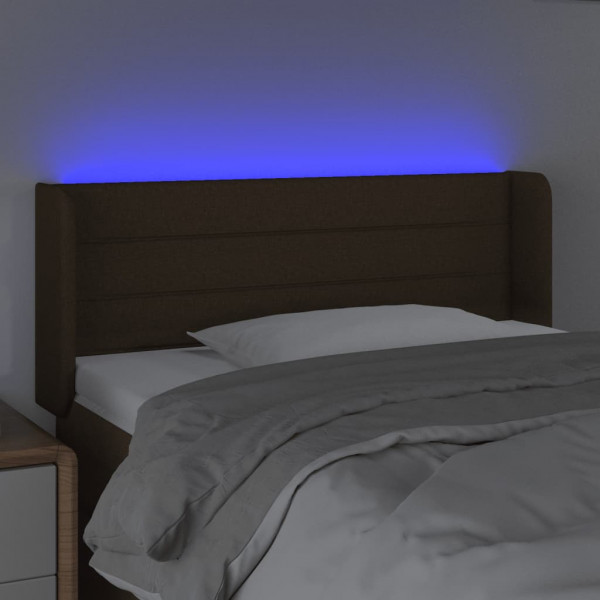 Cabeceira de cama c/ luzes LED tecido 83x16x78/88 cm castanho M 4