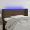 Cabeceira de cama c/ luzes LED tecido 93x16x78/88 cm castanho 1