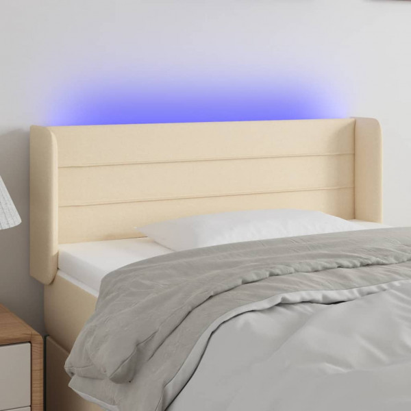Cabecero con LED de tela crema 103x16x78/88 cm D