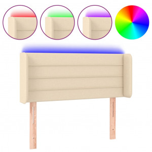 Cabeceira de cama c/ luzes LED tecido 103x16x78/88 cm cor creme H