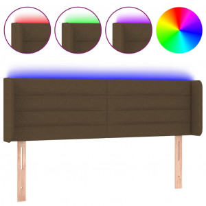 Cabeceira de cama c/ luzes LED tecido 147x16x78/88 cm castanho H