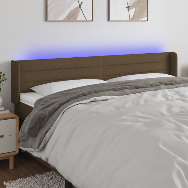 Cabecero con LED de tela marrón oscuro 203x16x78/88 cm D
