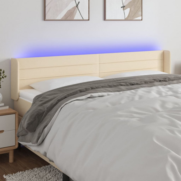 Cabecero con LED de tela crema 203x16x78/88 cm D