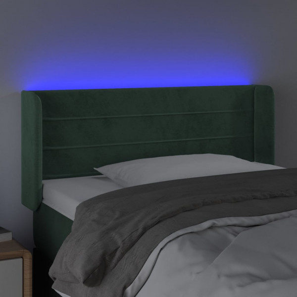 Cabecero con LED de terciopelo verde oscuro 93x16x78/88 cm M 4