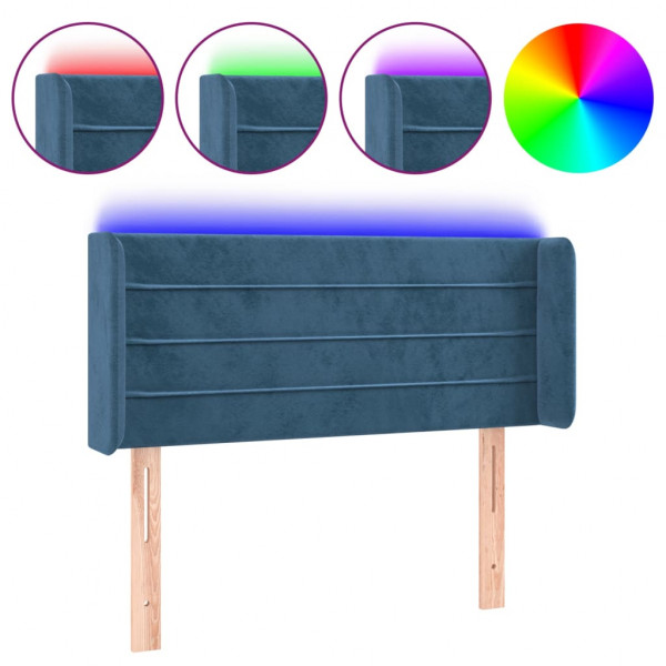 Cabecero con LED de terciopelo azul oscuro 93x16x78/88 cm M 2