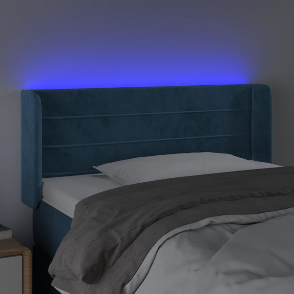 Cabecero con LED de terciopelo azul oscuro 93x16x78/88 cm M 4