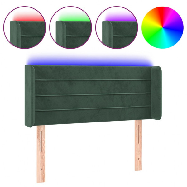 Cabecero con LED de terciopelo verde oscuro 103x16x78/88 cm M 2