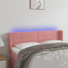 Cabecero con LED de terciopelo rosa 147x16x78/88 cm 1