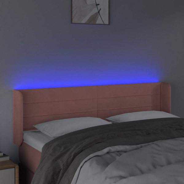 Cabeceira de cama c/ luzes LED veludo 147x16x78/88 cm rosa M 4